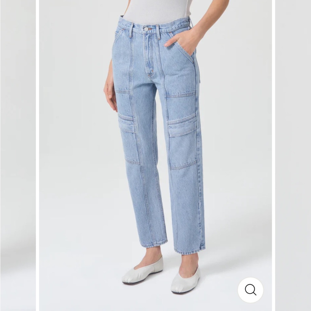AGOLDE Cooper Cargo High Rise in Rank, Light Blue Women's Jeans in size 28